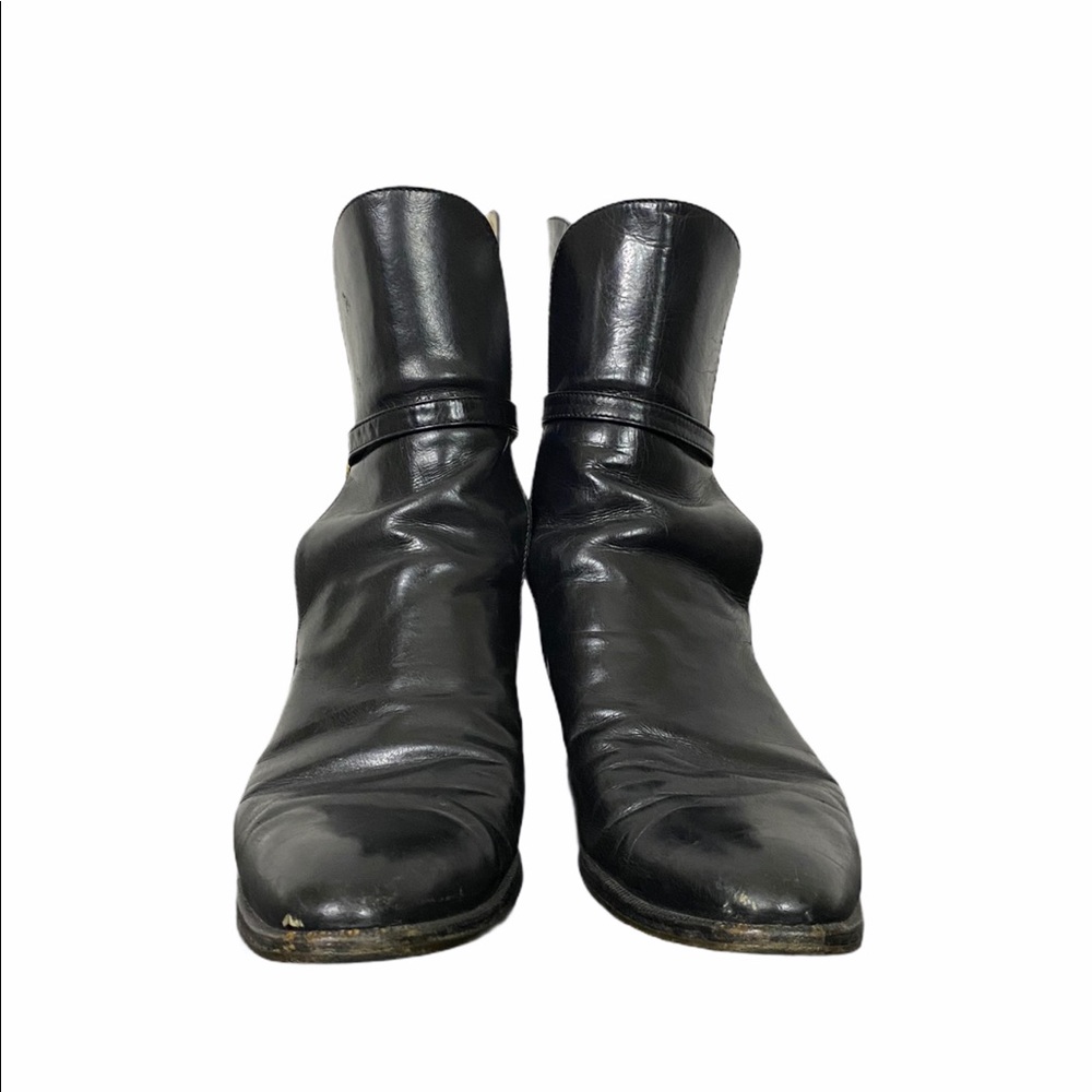 Salvatore Ferragamo heeled black boots gold buckle - Picture 6 of 12